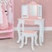 Teamson Kids  Fashion Star Prints Gisele Vanity Table  Stool Set  PinkWhiteGold