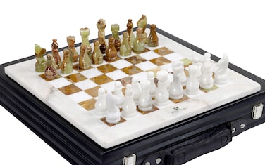 15 Inches White  Green Onyx Top Home Decor Ideas Classic Board Games Chess Set  Handmade Marble Decor Chess Board Game Set  Non Othello Game  Non Backgammon Board Game  Non Wooden