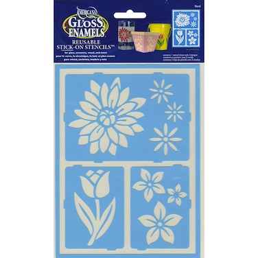 DecoArt SelfAdhesive Glass Series Americana Stencils 6 by 8Inch Floral Breeze