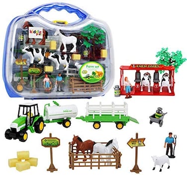 Kiddie Play Farm Toys Set with Farm Animals for Toddlers 25 pieces