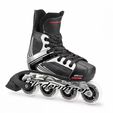 Bladerunner by Rollerblade Dynamo Jr Size Adjustable Hockey Inline Skate Black and Red Inline Skates  Size 4  7