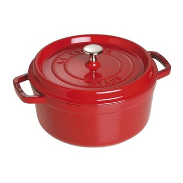 STAUB Cast Iron Dutch Oven 4qt Round Cocotte Made in France Serves 34 Cherry