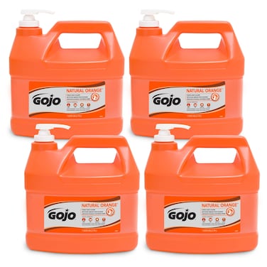 GOJO NATURAL ORANGE Pumice Hand Cleaner 1 Gallon Quick Acting Lotion Hand Cleaner with Pumice Pump Bottle Pack of 4  095504