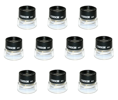 Carson LumiLoupe 10x Power PreFocused Stand Magnifier  Set of 10 LL10MUBlackClear