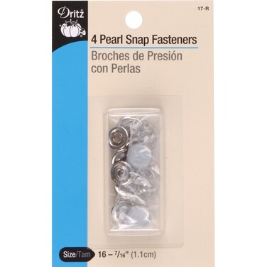 Dritz 17R Pearl Snap Fasteners White Size 16 716Inch 4Count
