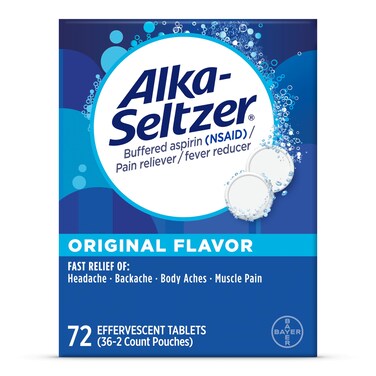 AlkaSeltzer Effervescent Tablets Original Flavor Fast MultiSymptom Relief from Headache and Body Ache Dissolvable Effervescent Fizzy Tablets 72 Ct