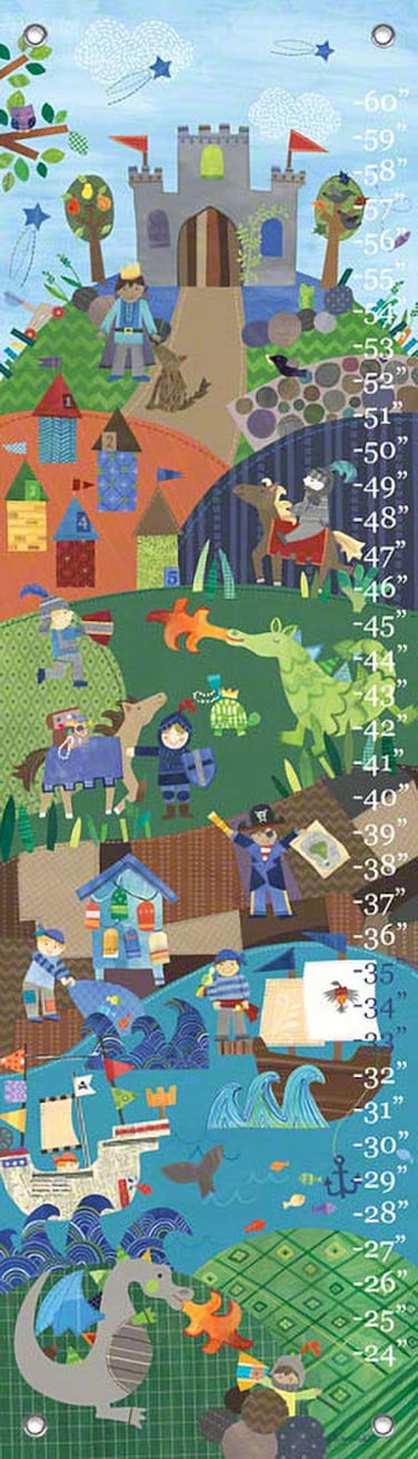 Oopsy Daisy Growth Charts Knights and Dragons by Jill McDonald 12 by 42Inch
