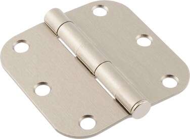 The Hillman Group 853472 3 Residential Door Hinge  58 Round Corner  Removable Pin  Full Mortise  Satin Nickel 1Pack
