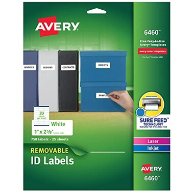 Avery 6460 LaserInkjet LabelsRemovable1Inch x258Inch 750PKWE