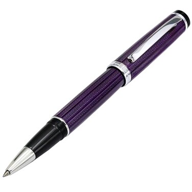 Xezo Incognito Rollerball Pen Fine Point Purple Layered Lacquer with Pure Platinum Plating Handcrafted Limited Edition Serialized