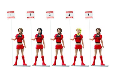 Carrera 21123 Set of Grid Ladies Realistic Scenery Accessory for Slot Car Race Track Red