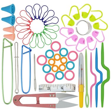 WHATWEARS Knitting Accessory Kit Supply Set Basic Tools  Case Lots Pcs