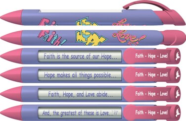 Greeting Pen Faith Hope Love Scripture Pens Scripture Verses with Rotating Messages 6 Pen Set 36031