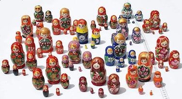 Lot 3 Sets of 5 Cute Nesting Stacking Wooden Dolls Matryoshka Babushka Russian Ethnic Art by C2A Enterprise