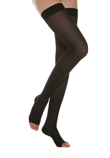 Relaxsan Basic 970A Black 5XXL  opentoe firm support Thigh High HoldUp stockings 2030 mmHg 100 Made in Italy