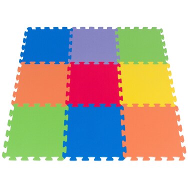 Foam Floor Puzzle Playmat for Kids  9 Soft Tiles  6 Bright Colors  Made in Taiwan from Quality Foam  Interlocking Thick Square Mat