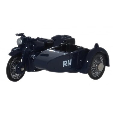 Oxford Diecast 76BSA007 Motorbike with Sidecar Royal Navy 176 Scale in Display Case