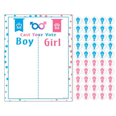 PROLOSO Baby Shower Gender Reveal Voting Board Team with Pink  Blue Stickers Boy or Girl