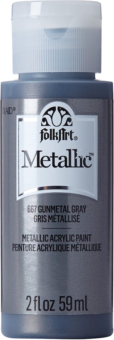 FolkArt Metallic Acrylic Paint in Assorted Colors 2 Ounce 667 Gunmetal Gray