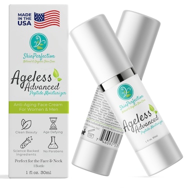 Skin Perfection Advanced Ageless Moisturizer AgeDefying Peptide FaceFirming AntiAging Cream Matrixyl Synthe 6 DMAE SynColl Hyaluronic Acid Tens Up Tightener 1 oz