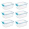 Sterilite Gasket Box Stackable Storage Bin with Latching Lid 12 Quart 6 Pack