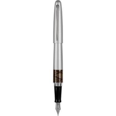 PILOT MR Animal Collection Fountain Pen in Gift Box Matte Silver Barrel with Python Accent Medium Point Stainless Steel Nib Refillable Black Ink 91137