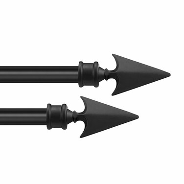 Deco Essential 2 Pack Adjustable Black Curtain Rods for Windows 66 to 120 Inch Extendable Drapery Pole with Arrow Finials  Brackets Set 34 Diameter