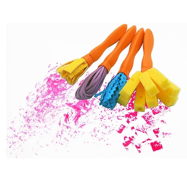READY 2 LEARN Triangle Grip Mini Texture Wands  4 Easy to Grip Paint Brushes for Toddlers and Kids  Set 1  DIY Patterns and Effects