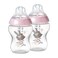 Tommee Tippee Closer to Nature Baby Bottles Pink  Slow Flow BreastLike Nipple with AntiColic Valve 9oz 2 Count