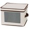 Household Essentials 536 Dinnerware Storage Box with Lid and Handles  Storage Bin for Dinner Plates  Natural Canvas with Brown Trim
