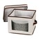 Household Essentials 536 Dinnerware Storage Box with Lid and Handles  Storage Bin for Dinner Plates  Natural Canvas with Brown Trim