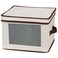 Household Essentials 536 Dinnerware Storage Box with Lid and Handles  Storage Bin for Dinner Plates  Natural Canvas with Brown Trim