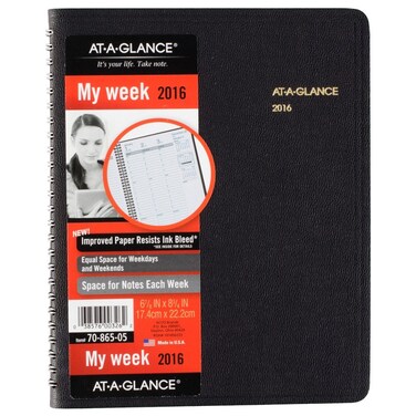 ATAGLANCE Weekly Appointment Book 2016 678 x 834 Inches Black 7086505