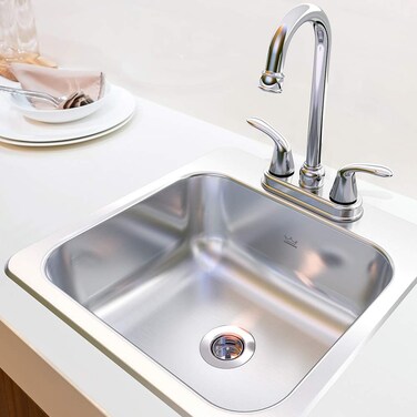 KINDRED Stainless Steel Essentials Kit 15 x 6inch Deep DropIn Bar or Utility Sink in Satin FBFS602NKIT One Size