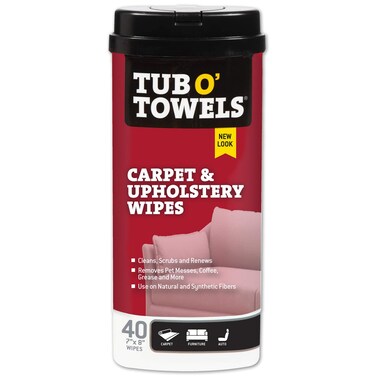 Tub O Towels Carpet  Upholstery Cleaning Wipes  Heavy Duty Stain Remover Wipes 40 Count