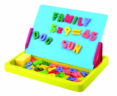 PlayGo Portable Magnetic Alphabet Letter  Numbers Drawing Board Includes 1 Dry Erase Magnetic Easel for Toddler Boy Girl Kids  Skill Development for 3 Years  Above  90 Pcs 7328