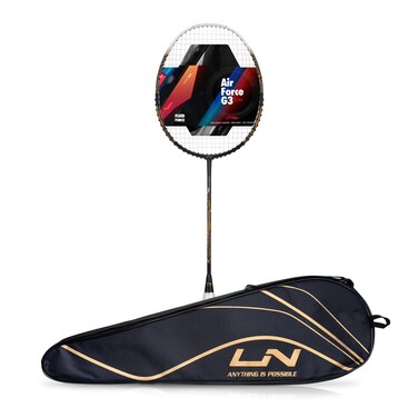 LiNing AirForce 77 G3 Carbon Fibre Badminton Racket Dark GreyWhiteGold