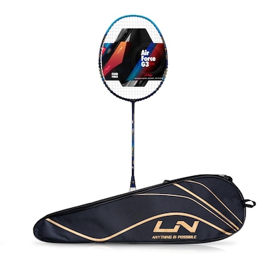 Lining AirForce 77 G3 Carbon Fibre Strung Badminton Racket with Full Cover 77g NavyBlueGold