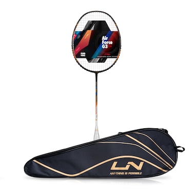 LINING Air  Force 78 G3 Strung Carbon Fibre Badminton Racquet 78G G6 WhiteBlackGold