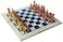 StonKraft Collectible Australian Marble and Lapis Lazuli Chess Board Set  Brass Roman Chess Pieces Pawns  Decorative Stone Chess  15 Inches