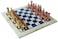 StonKraft Collectible Australian Marble and Lapis Lazuli Chess Board Set  Brass Roman Chess Pieces Pawns  Decorative Stone Chess  15 Inches