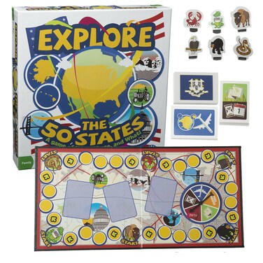 Outset Media  Explore the 50 States Board Game  Test Your Knowledge Learn and Explore the 50 States  Ages 7