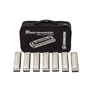 Hohner Accordions 15017 Bluesband Harmonica 7Piece Set with Carrying Case Chrome