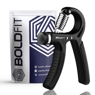 Boldfit Adjustable Hand Grip Strengthener Hand Gripper for Men  Women for Gym Workout Hand Exercise Equipment to Use in Home for Forearm Exercise Finger Exercise Power Gripper 540 Kg Black