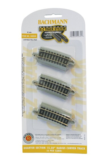 Bachmann Industries Quarter Section 1550 Radius Curved Track 6Card Snap Fit EZ Track N Scale