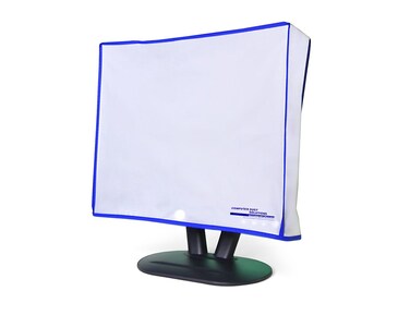 Computer Monitor dust Cover for Flat Panel LCDSilky Smooth AntiStatic Vinyl with Blue Trim 23W x16H x3D