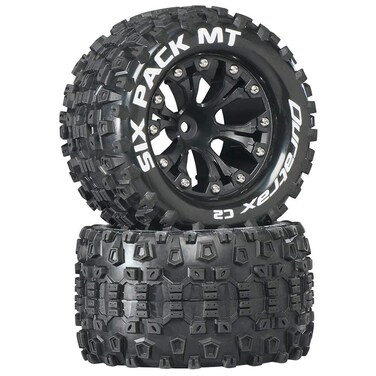Duratrax SixPack MT 28 2 Wheel Drive Mounted 12 Offset Tires Black 2 DTXC3522