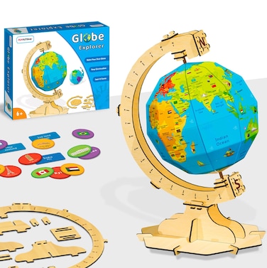 Playautoma Globe Explorer  DIY Globe with Spotit Game  STEM Learning Construction Kit  Boys and Girls Aged 612