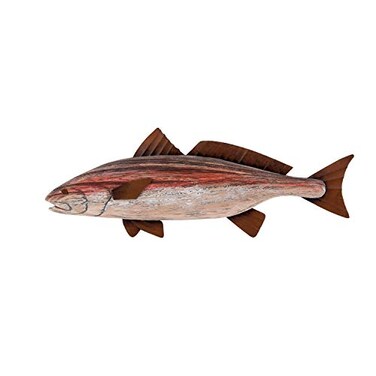 Beachcombers Red Wood Fish with Metal Fins 1425inch Length Wall decor