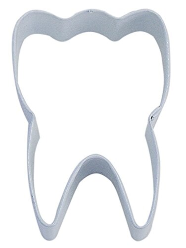 RM Tooth 3 Cookie Cutter White with Brightly Colored Durable Bakedon Polyresin Finish